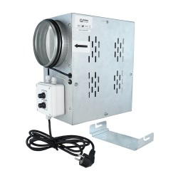 Tichý ventilátor do potrubia s termostatom, regulátorom otáčok a izoláciou hluku radiálny Ø 200 mm